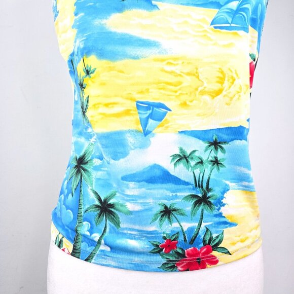 Vintage 80s Joule MAde in USA Hawaiian Beach Summer Paradise Tank Top - Picture 5 of 7